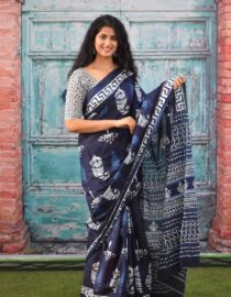 Indigo Mulmul saree