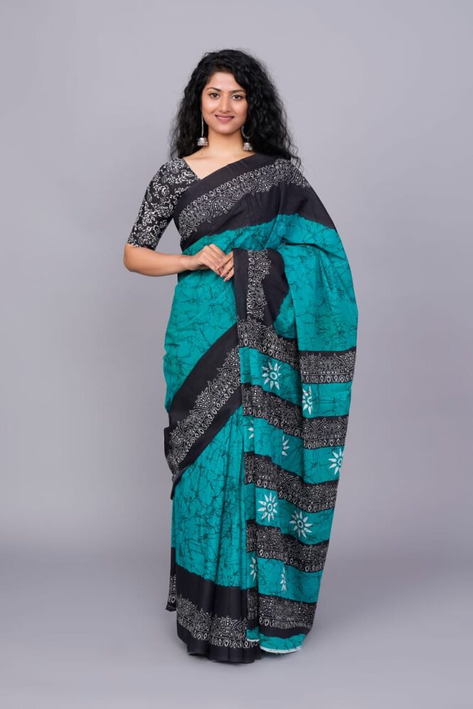 indigo mulmul Saree