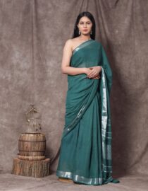 Cotton Linen Saree Green