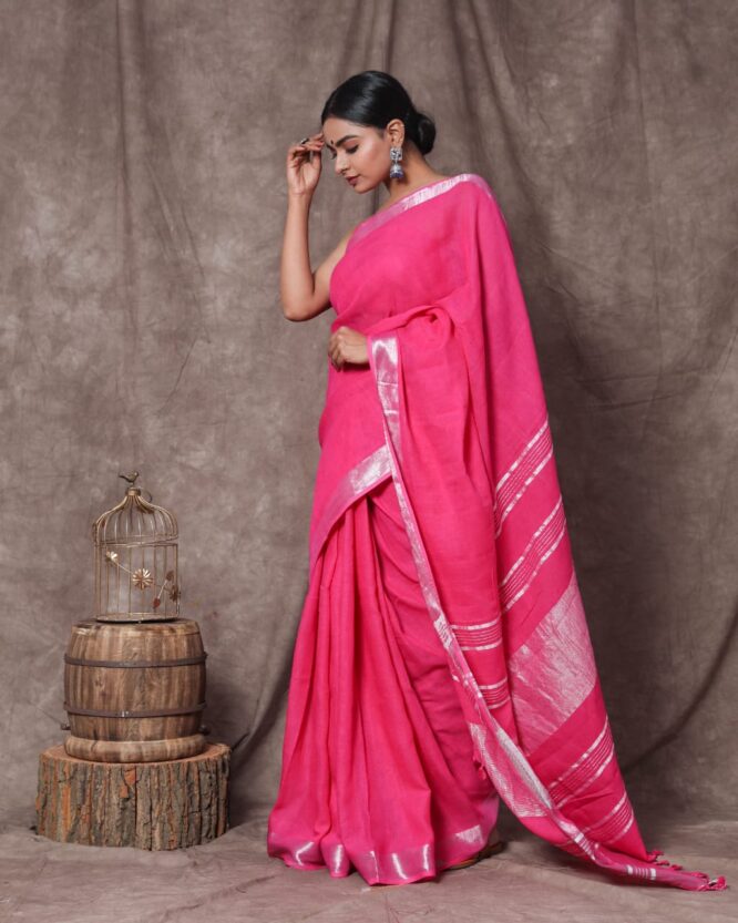 Cotton linen Saree